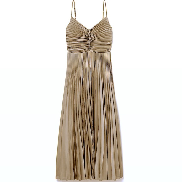 Strappy Pleated Maxi Dress - Brand New - NEVER WORN - Taupe